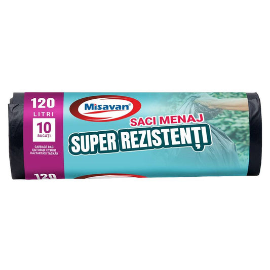 Rola 10 Saci Menajeri Super Rezistenti Misavan, 120 l, Negri, Saci de Menaj, Rola Saci Menajeri, Saci Menajeri 120 l, Saci Menajeri in Rola, Saci pentru Menaj, Saci Gunoi, Saci de Gunoi, Saci Deseuri, Saci pentru Deseuri, Saci Cos de Gunoi