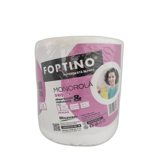 Prosop Hartie Monorola Fortino, 2 Straturi, 250 Foi, Densitate 23 g/mÂ², Dimensiune Foaie 200x190 mm