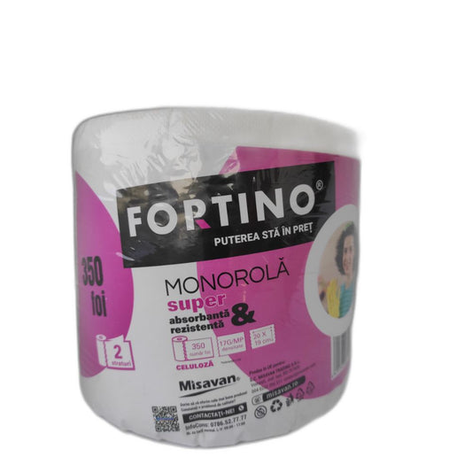 Prosop Hartie Monorola Fortino, 2 Straturi, 350 Foi, Densitate 23 g/mÂ², Dimensiune Foaie 200x190 mm
