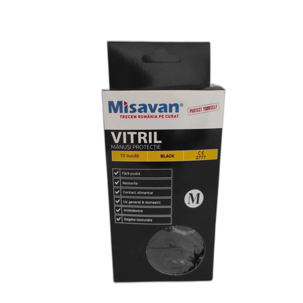 Manusi de Protectie  Vitril, 10 Buc/Set, Culoare Negru, Marimea M