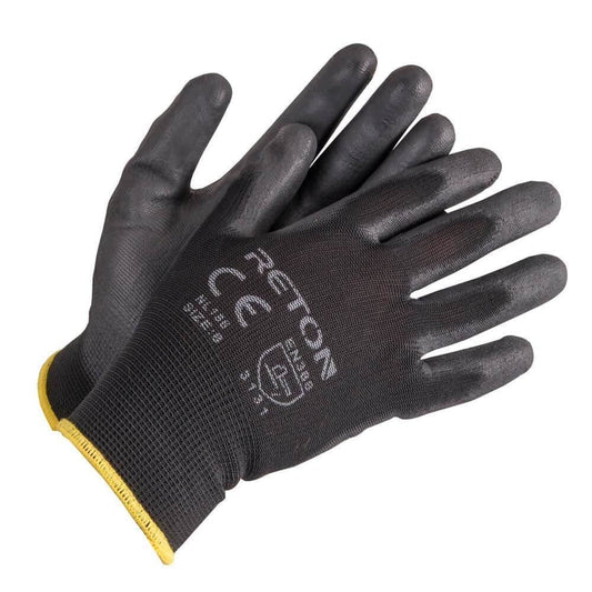 Manusi Protectie PROTEK, Tricot din Nylon si Poliuretan, Marimea 7, Negre, Manusi din Latex pentru Uz General, Manusi Protectoare din Nylon, Manusi Sintetice de Protectia Muncii, Manusi din Nylon pentru Protectie, Manusi Protectie Maini