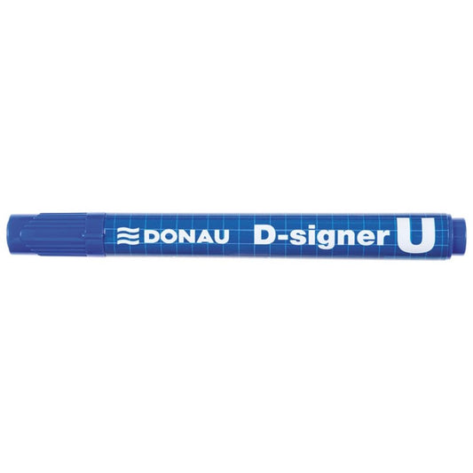 Set 10 Markere Permanente DONAU D-Singer U, Varf Rotund, Scriere 2-4 mm, Albastru, Marker Permanent, Accesorii Birou, Instrumente de Scris