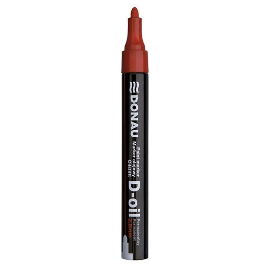 Marker Permanent pe Baza de Ulei, Varf Rotund, Scriere 2.8 mm, Culoare Rosie, Marker Colorat, Marker pentru Birou