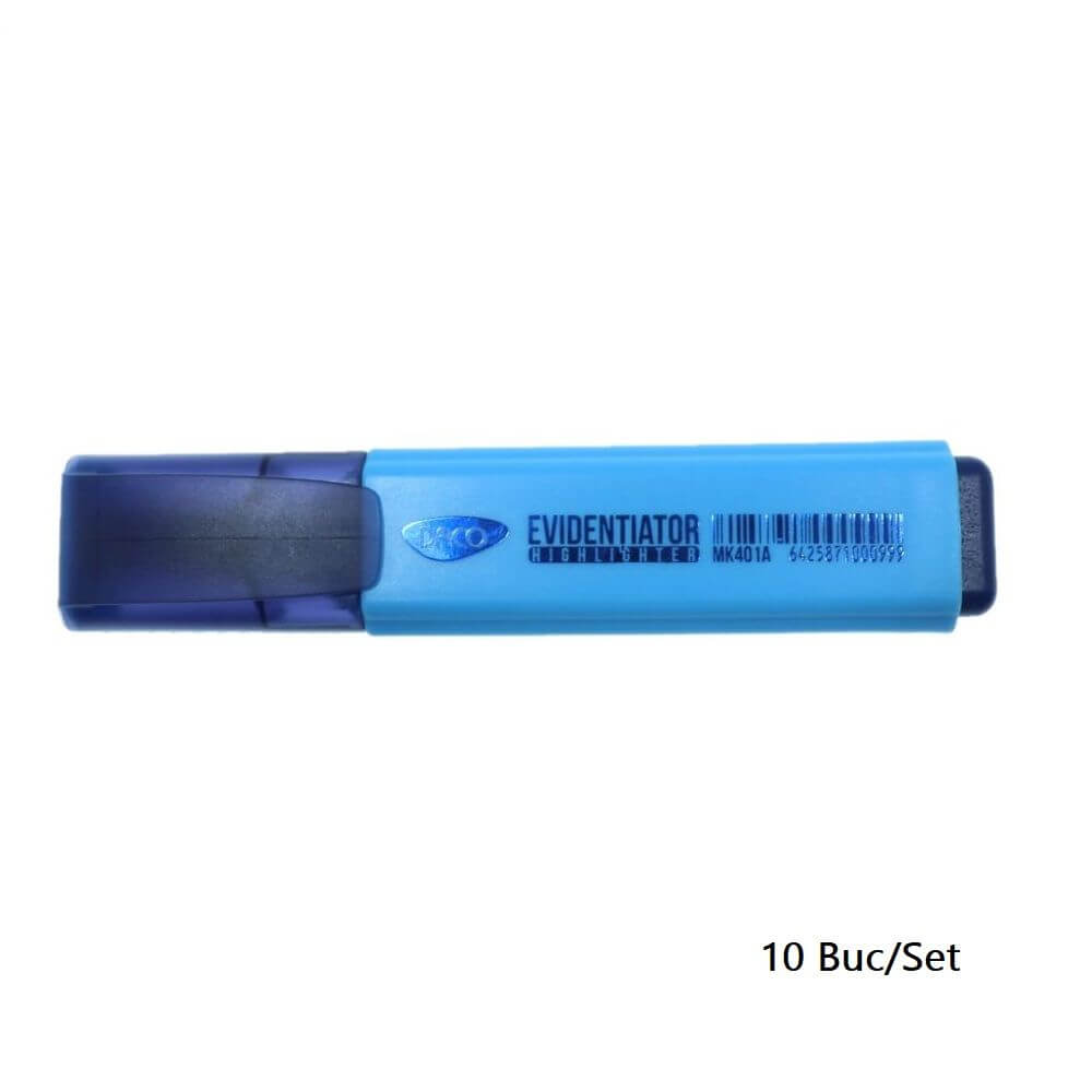 Set 10 Markere Evidentiatoare DACO, Varf de 2-5 mm, Albastre, Marker Evidentiator, Markere, Marker Albastru, Markere Albastre, Marker cu Vopsea Albastra, Marker pentru Scoala, Textmarker, Marker Highlighter,Markere Scoala