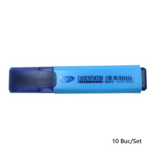 Set 10 Markere Evidentiatoare DACO, Varf de 2-5 mm, Albastre, Marker Evidentiator, Markere, Marker Albastru, Markere Albastre, Marker cu Vopsea Albastra, Marker pentru Scoala, Textmarker, Marker Highlighter,Markere Scoala