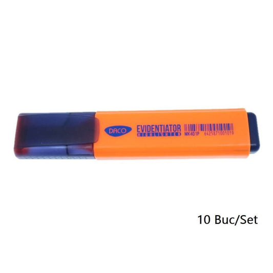 Set 10 Markere Evidentiatoare DACO, Varf de 2-5 mm, Portocalii, Marker Evidentiator, Markere, Marker Portocaliu, Markere Portocalii, Marker cu Vopsea Portocalii, Marker pentru Scoala, Markere Scoala, Textmarker, Marker Highlighter