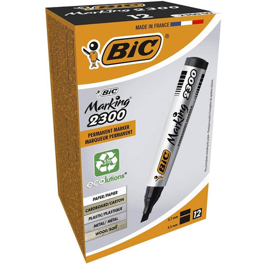 Set 12 Markere Permanente BIC 2300, Negre, Marker BIC, Marker BIC Permanent, Marker Permanent, BIC Permanent, Markere BIC, Markere Permanente, Markere BIC Permanente, Marker de Scris, Accesorii de Scris, Instrumente de Scris