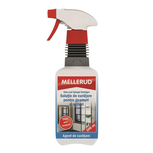 Solutie Geamuri si Oglinzi Mellerud, 500 ml, cu Pulverizator, Solutie pentru Curatarea Geamurilor si Oglinzilor, Solutie Curatare Geamuri si Oglinzi, Solutii Curatare Geamuri si Oglinzi, Solutii Curatat Ferestre, Solutie Geamuri Anti Condens