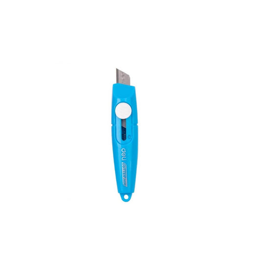 Cutter Mic Portabil cu Sina Deli Mini, Albastru, Cutter Portabil Colorat, Mini Cutter pentru Breloc, Cutter cu Sina Mic, Deli Cutter Colorat
