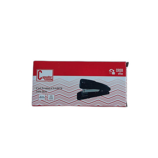 CASA OFFICE Capsator Pentru Hartie, Corp din Plastic/Metal, Capse 24/6-26/6, Capacitate Capsare 25 Coli, Culoare Negru