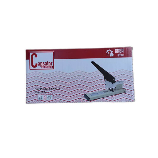 CASA OFFICE Capsator Pentru Hartie, Corp din Plastic/Metal, Capse 23/6-23/24, Capacitate Capsare 240 Coli, Culoare Gri cu Negru
