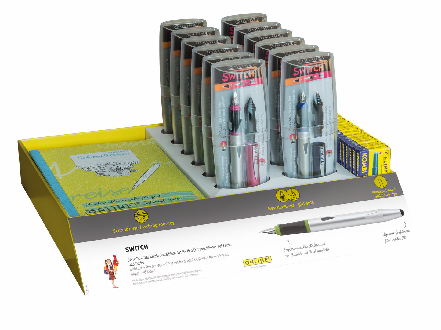 Display Online Switch (12 Seturi 2in1 Switch, 10 Caiete, 24 Patroane Combi Cerneala Albastra)