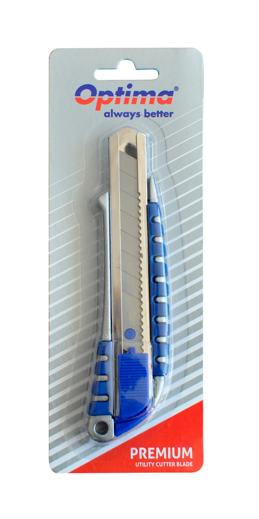 Cutter Premium Optima, Lama 18mm Sk5, Sina Metalica, Zinc Cu Rubber Grip