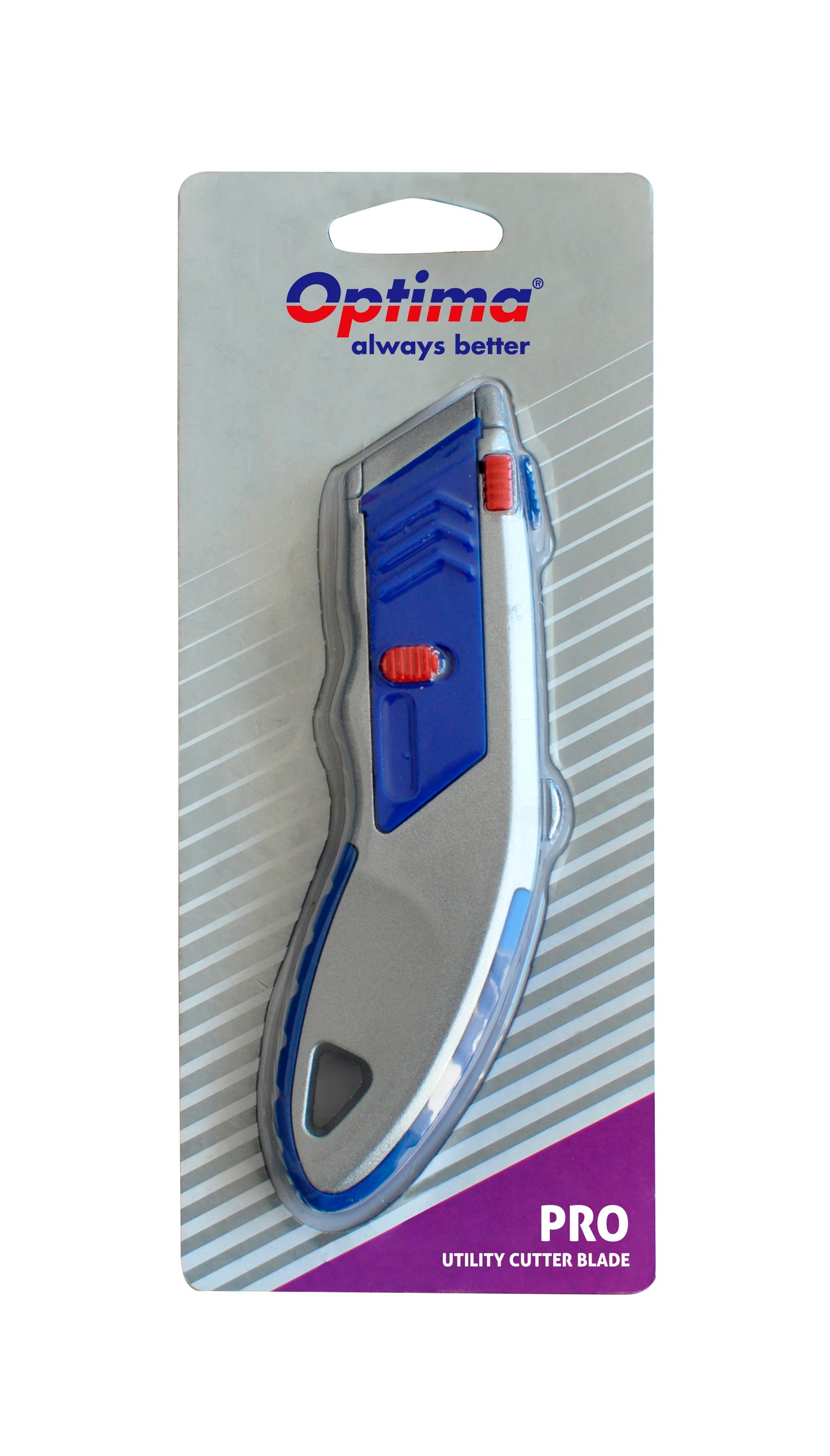 Cutter Profesional Optima, Lama Trapezoidala + 5 Rezerve Sk5, Cu Auto-incarcare, Zinc Cu Rubber Grip