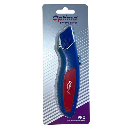 Cutter Optima Pro, Lama Trapezoidala + 2 Rezerve Sk5, Auto-retractabil, Aluminiu Cu Rubber Grip