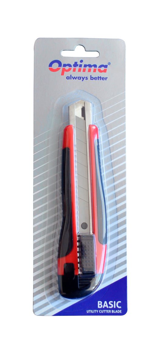 Cutter Basic Optima, Lama 18mm Sk7, Sina Metalica, Abs Cu Rubber Grip
