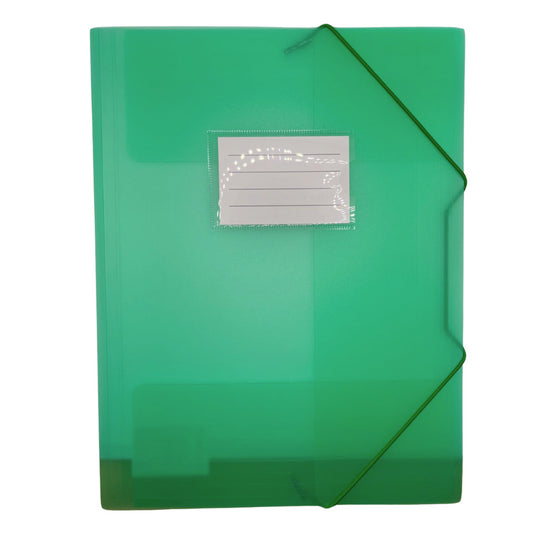 Mapa Plastic Cu Elastic Pe Colturi, Cu Eticheta, 500 Microni, Optima - Verde Transparent