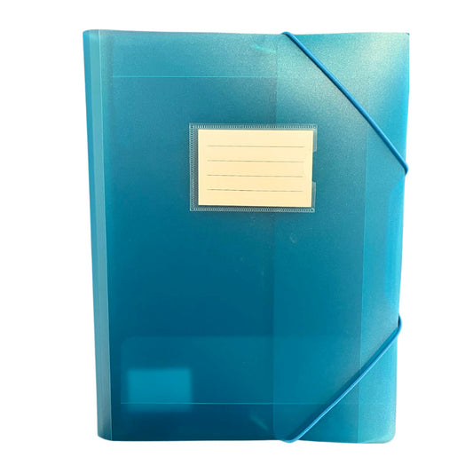 Mapa Plastic Cu Elastic Pe Colturi, Cu Eticheta, 500 Microni, Optima - Albastru Transparent