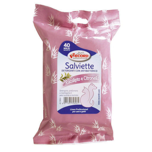 Servetele Antibacteriene Record cu Eucalipt &amp; Citronella, 40 Buc