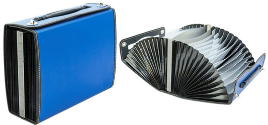 Organiser Cu Burduf Cu 26 Compartimente + Index, Inchidere Cu Butoni, Pukka - Albastru