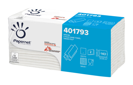 Servetele Pliate Albe 2straturi, 23x23.5cm,143buc/set, 20 Set/bax Papernet