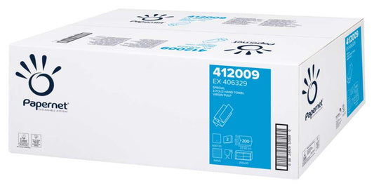 Servetele Pliate Z Albe 2 Straturi, 24x22cm, 200 Buc/pachete, 20 Pachete/bax, Papernet