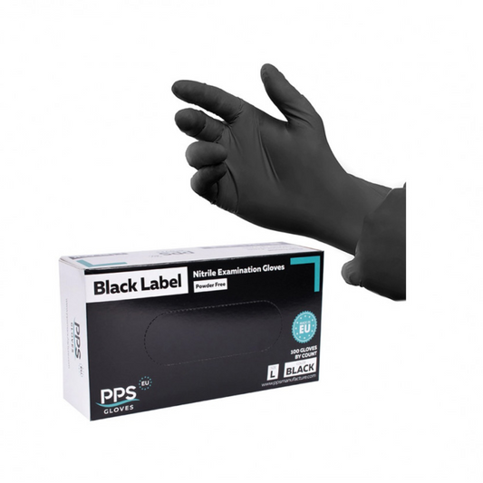 Manusi Nitril Pps Pro Label, Unica Folosinta, 5.5gr.-0.13mm, 100 Buc/cutie - Negre - Marime L