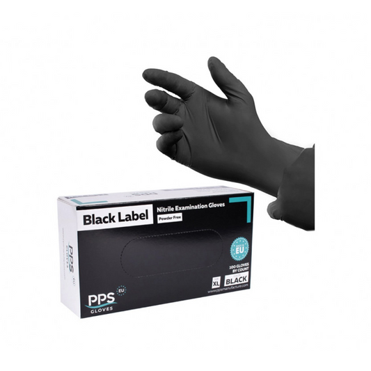 Manusi Nitril Pps Pro Label, Unica Folosinta, 5.5gr.-0.13mm, 100 Buc/cutie - Negre - Marime Xl