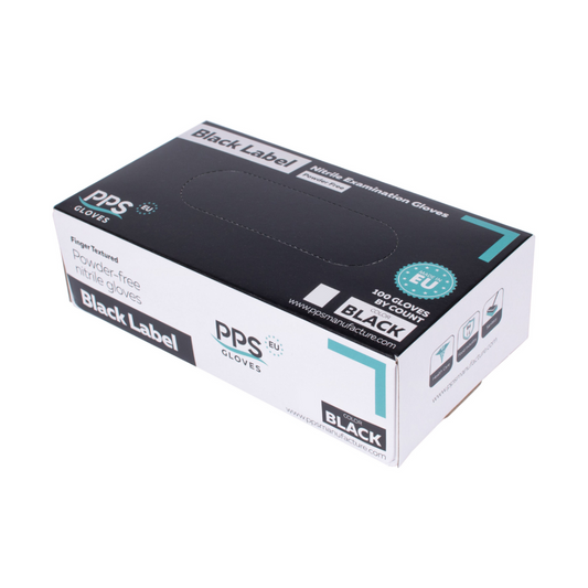 Manusi Nitril Pps Pro Label, Unica Folosinta, 5.5gr.- 0.13mm, 100 Buc/cutie - Negre - Marime S