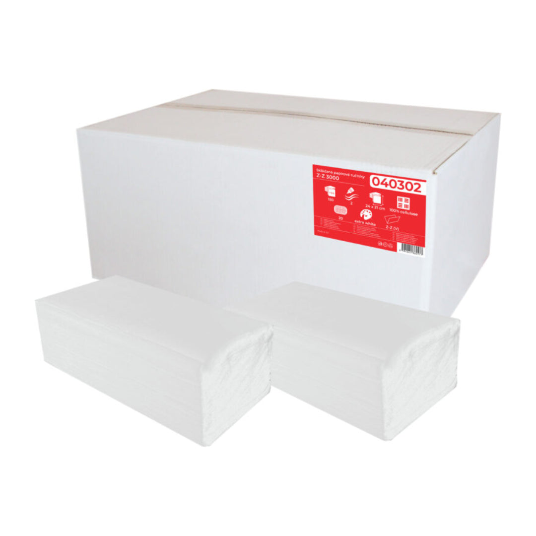 Servetele Zz Hartie Extra White, 24x21cm, 2 Straturi, 150buc/pachet, 20pachete/cutie, Prima Soft