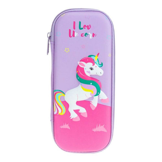 Penar Borseta DACO, Model Unicorn, 22.5x4.3x9.5 cm, Poliester, Mov, Borseta pentru Scoala, Penare Tip Borseta, Penar pentru Fete, Penare cu Fermoar, Penare de Scoala, Penare Scolare, Penar Scolar, Rechizite Scolare