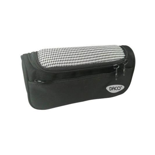 Penar Tip Borseta DACO, 20x10x6 cm, Negru, Poliester, Doua Fermoare, Penar Scolar, Penar cu Fermoar, Penar pentru Scoala, Penar Borseta, Penar Daco, Penar Neechipat, Penar cu Doua Fermoare, Penar Borseta