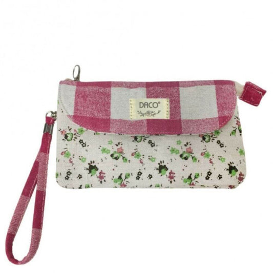Penar Borseta DACO, 18x10 cm, Material Bumbac, Roz, Borseta pentru Scoala, Penare Tip Borseta, Penar pentru Fete, Penare cu Fermoar, Penare din Bumbac, Penare de Scoala, Penare Scolare, Penar Scolar, Rechizite Scolare