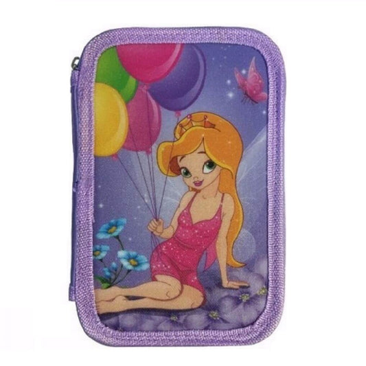 Penar Dreptunghiular cu Model Printesa pentru Fete, 2 Fermoare, Dimensiune 19.5x13x5 cm - Rechizite Scolare