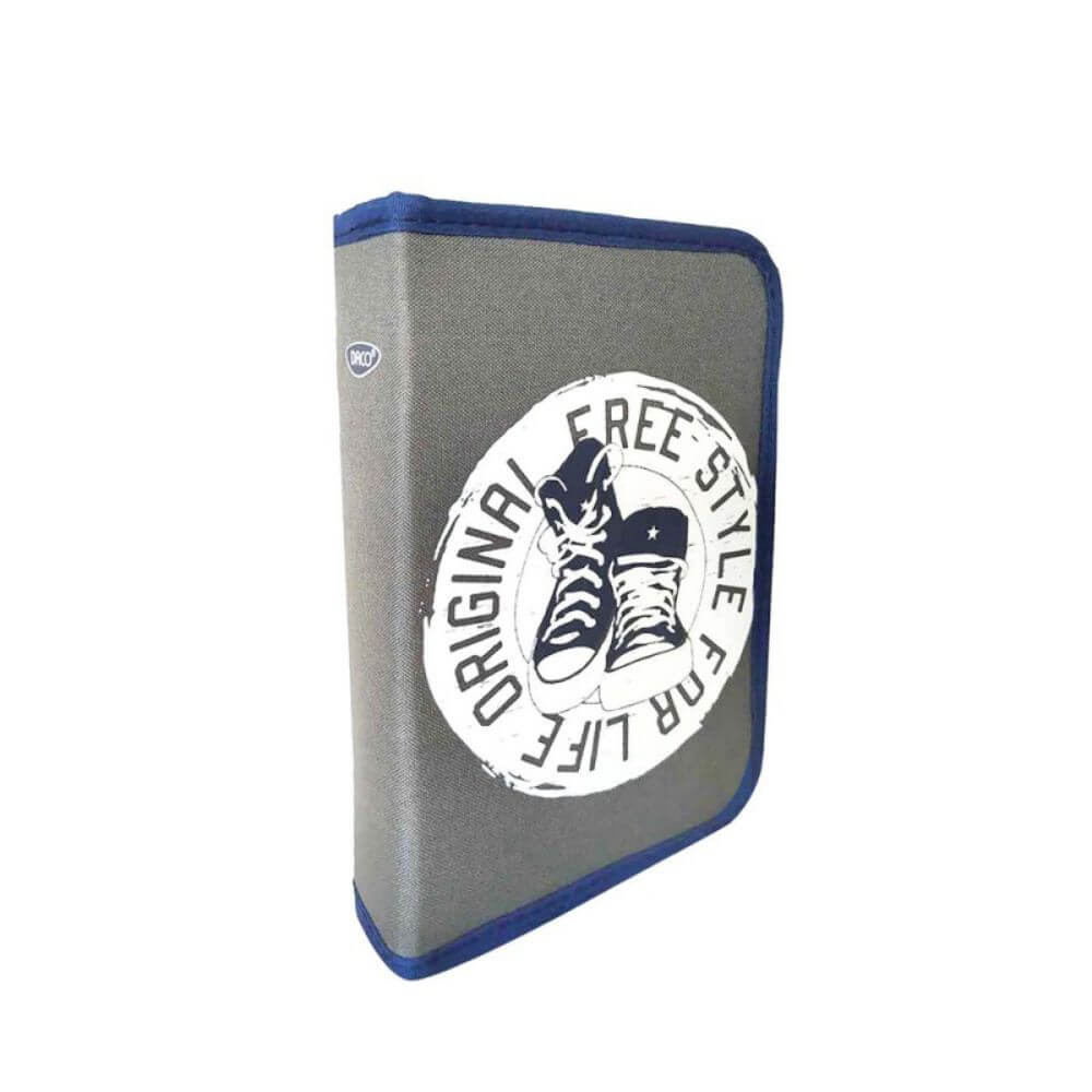 Penar Neechipat DACO, 19.5x13x4.5 cm, Gri, Poliester, 1 Compartiment cu Doua Extensii Interioare, Penar pentru Fete, Penare cu Fermoar, Penare Neechipate, Penare de Scoala, Penare Scolare, Penar Scolar, Rechizite Scolare