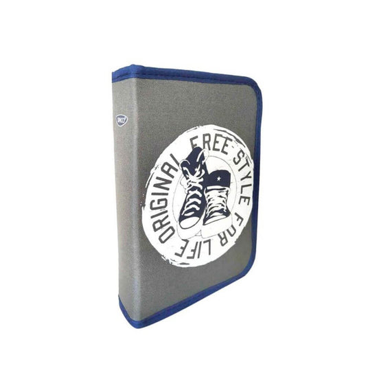 Penar Neechipat DACO, 19.5x13x4.5 cm, Gri, Poliester, 1 Compartiment cu Doua Extensii Interioare, Penar pentru Fete, Penare cu Fermoar, Penare Neechipate, Penare de Scoala, Penare Scolare, Penar Scolar, Rechizite Scolare