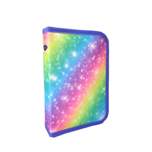 Penar Neechipat DACO, 19.5x13x4.5 cm, Model Curcubeu, Material Poliester, Multicolor, Un Compatiment cu Doua Extensii Interioare, Penar pentru Fete, Penare cu Fermoar, Penare Neechipate, Penare de Scoala, Penare Scolare, Penar Scolar, Rechizite Scolare