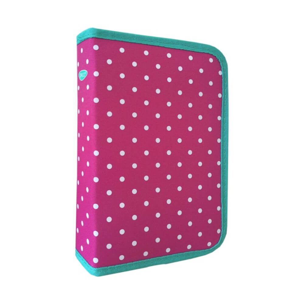 Penar Neechipat DACO, 19.5x13x4 cm, Model Buline, Material Poliester, Culoare Roz, Penar cu Deschidere Verticala, Penar pentru Fete, Penare cu Fermoar, Penare Neechipate, Penare de Scoala, Penare Scolare, Penar Scolar, Rechizite Scolare