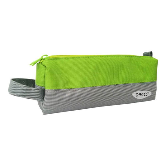 Penar Tip Borseta DACO, 20.5x7x7.5 cm, Gri/Verde, Poliester, Un Compartiment cu Fermoar, Penare Scoala, Penare Scolare, Rechizite Scolare, Penar Scolari, Penare cu Fermoar, Penar Neechipat, Penar Tip Borseta
