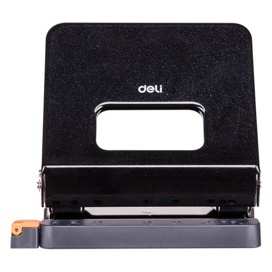 Perforator Birou Deli Expert, 25 Coli, Negru, Perforator de Hartie cu Blocare, Perforatoare Manuale pentru Birou, Perforatoare pentru Hartie, Deli Expert Perforator cu Indicator Gradat, Perforator cu Indicator Gradat pentru Birou Deli Expert