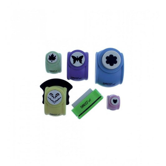 Set 6 Perforatoare DACO Hobby, Perforare 1.8-3.8 cm, Perforatoare Lucru Manual, Perforatoare Activitati Creative, Perforatoare pentru Felicitari si Invitatii, Perforatoare cu Modele pentru Hartie, Perforator pentru Decoratiuni