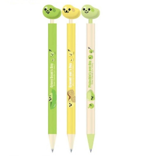 Pix AIHAO, Varf 0.5 mm, Scriere Albastra, Model Green Bean, Retractabil, Corp Plastic Verde/Galben, Pixuri pentru Copii, Pix pentru Copii, Pixuri Scoala, Pixuri Albastre, Pix Albastru, Pixuri cu Mecanism, Pixuri Colorate