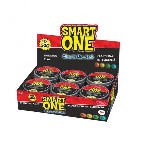 Plastilina DACO Smart One, 4 Culori, 50 g, Model Glow in The Dark, Plastilina Inteligenta, Plastilina Colorata Fosforescenta, Plastilina pentru Copii, Plastilina pentru Modelat, Plastilina Modelatoare, Plastiline pentru Gradinita, Set Plastilina