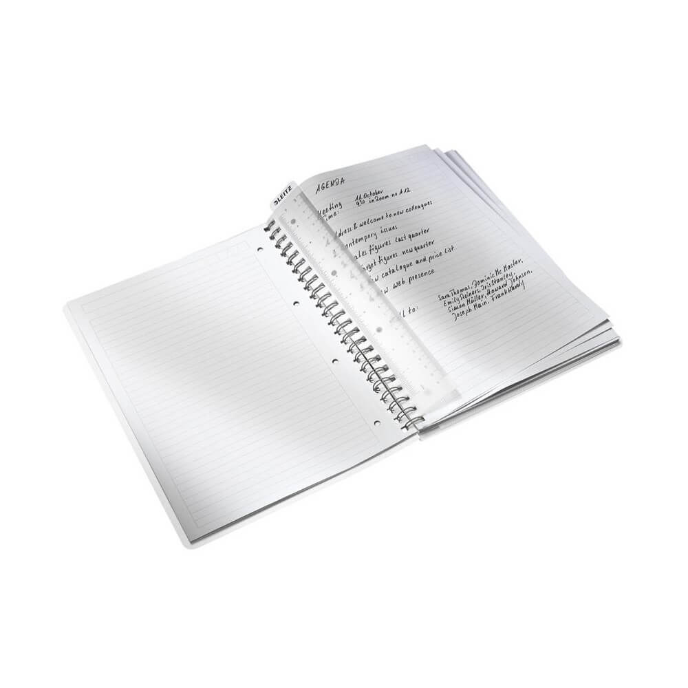 Caiet de birou Leitz WOW, PP, A4, cu spira, dictando, turcoaz metalizat