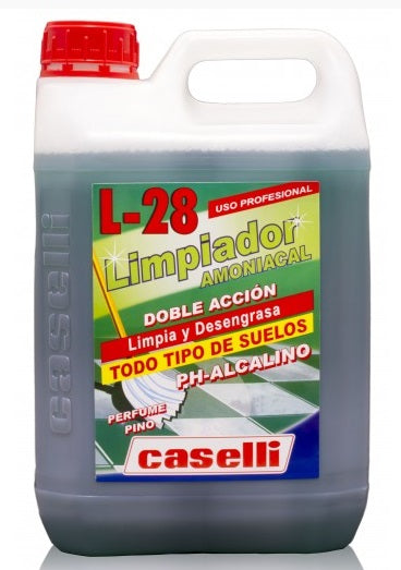 Detergent Caselli - L28, Pentru Degresare Si Spalare , Cu Amoniac, Pt. Pete, 5 Litri - Miros De Pin