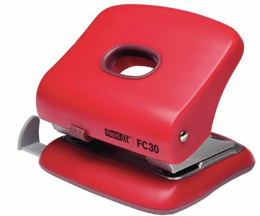 Perforator plastic Rapid FC30, 30 de coli, cutie, rosu