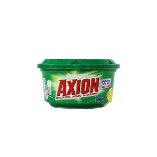 Detergent Pasta de Vase Axion Lemon, Parfum de Lamaie, Greutate 225 g, Detergent de Vase Manual, Detergent Pasta pentru Vase, Degresant Solid pentru Vase, Detergent Impotriva Grasimilor, Detergent Solid de Vase, Detergent Pasta pentru Vase