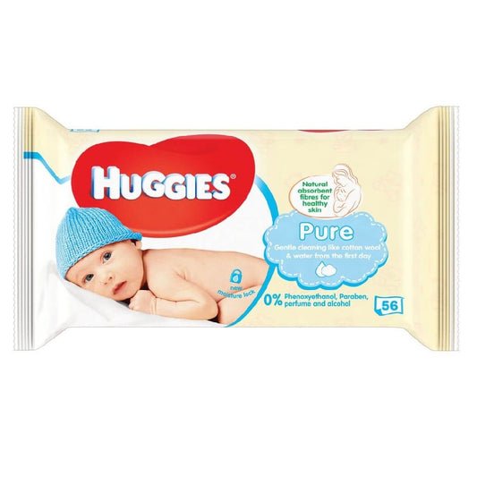 Servetele Umede Copii Huggies Baby Pure, 56 Buc/Pachet, fara Alcool, Parfum si Parabeni, Servetele Umede pentru Copii, Servetele Umede Baby, Servetele Umede Naturale, Servetele Umede Huggies, Servetele Umede Bebelusi