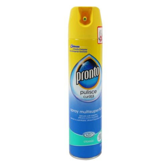 Spray Pronto Classic pentru Diferite Suprafete, 300 ml, Ofera Stralucire, Spray Curatare Multisuprafete, Spray pentru Indepartarea Prafului, Spray Universal Curatat Suprafete, Solutie de Curatat Mobila, Solutii de Curatat Pronto, Detergent Mobila