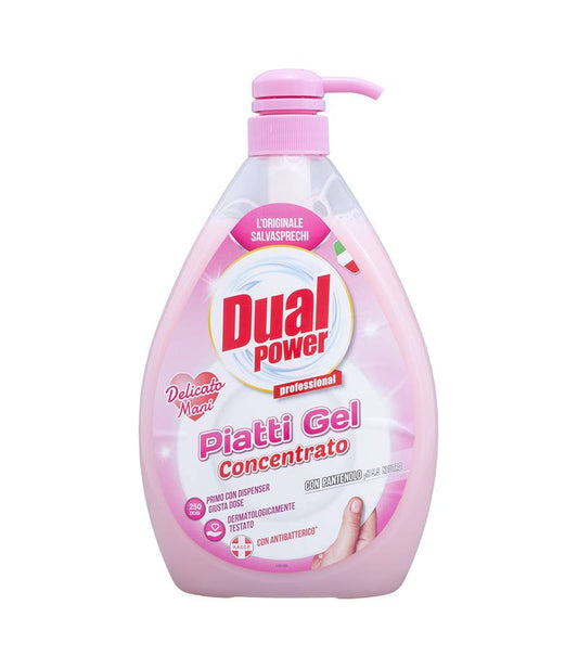 Detergent Concentrat de Vase Lichid DUAL POWER, 1 L, pentru Maini Delicate, Detergent cu Pompa, Detergent Vase, Detergent Vase Antibacterian, Detergent Vase cu Pompita